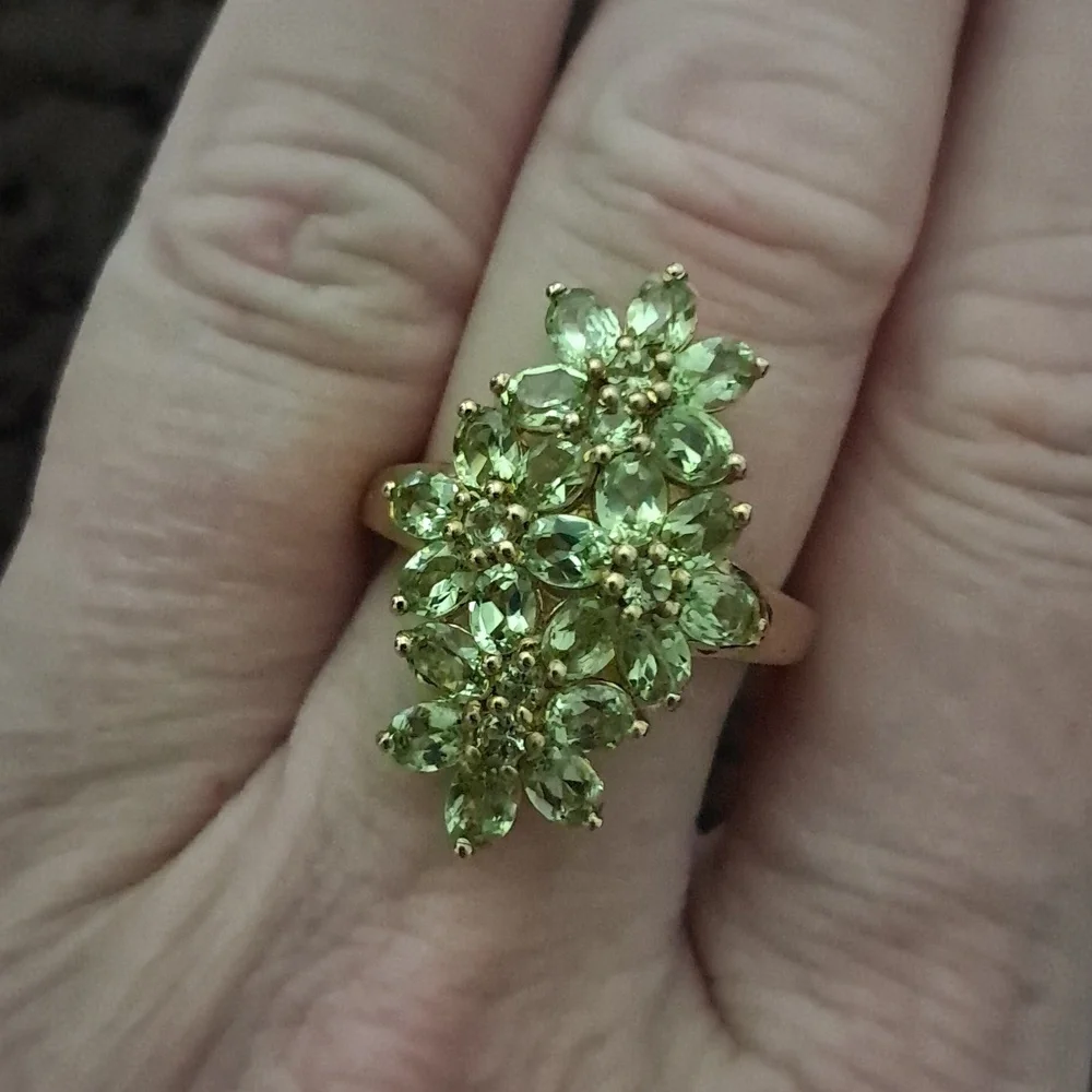 Arizona Peridot Floral Ring in Vermeil Yellow Gold Over Sterling Silver